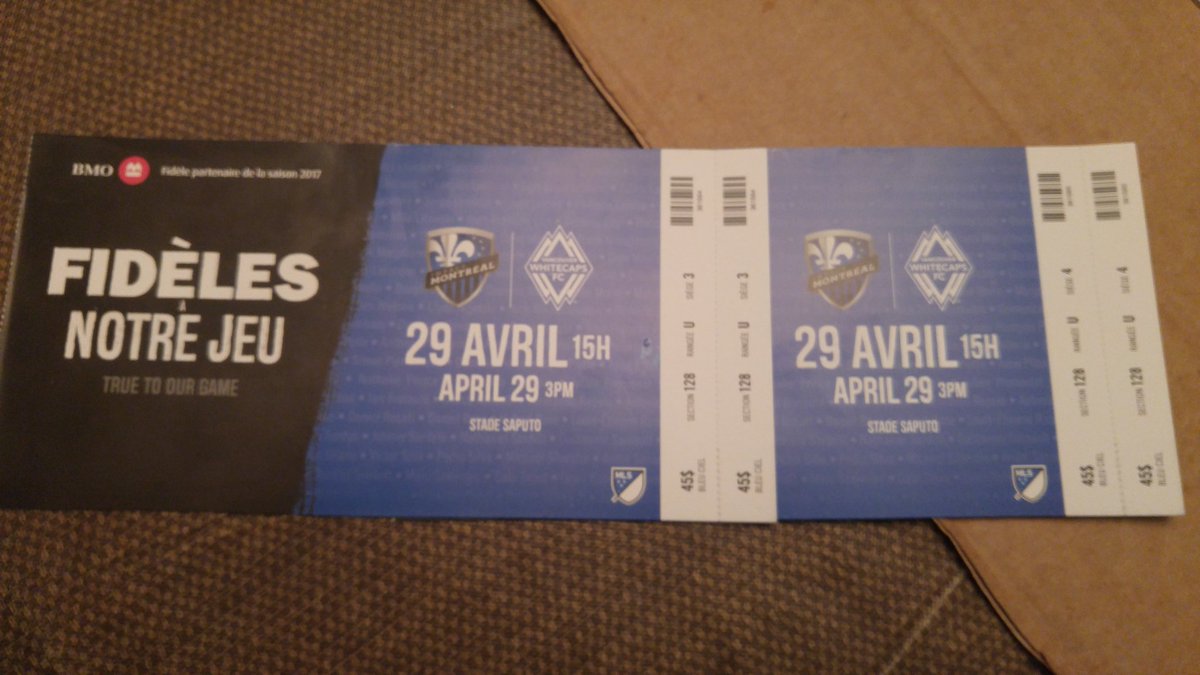 sylcloutier's tweet photo. On a nos billets pour la partie du 29 contre les @WhitecapsFC Merci au mess alouette de #ELRFC #ImpactTVASports https://t.co/aquxSAz0c3