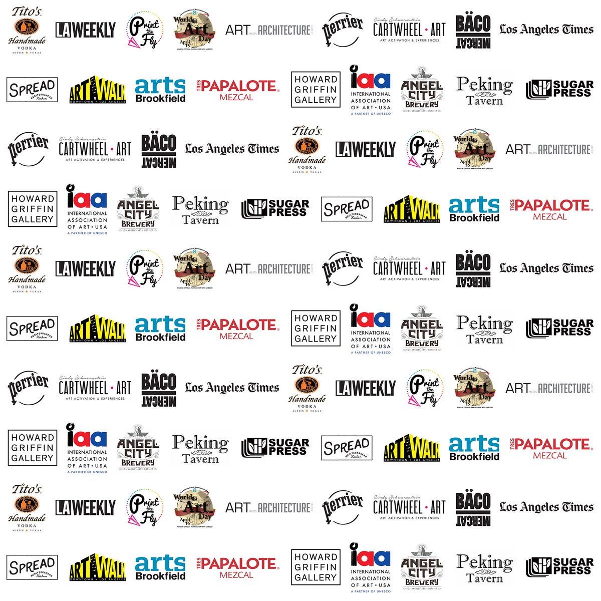 USA_IAA's tweet photo. #SneakPeek of our #stepandrepeat for our #WorldArtDay #launch tonight in #DTLA! Thanks to our #sponsors! Tickets --> https://t.co/TBWBaeCO3h https://t.co/KLiUg0F5Vz