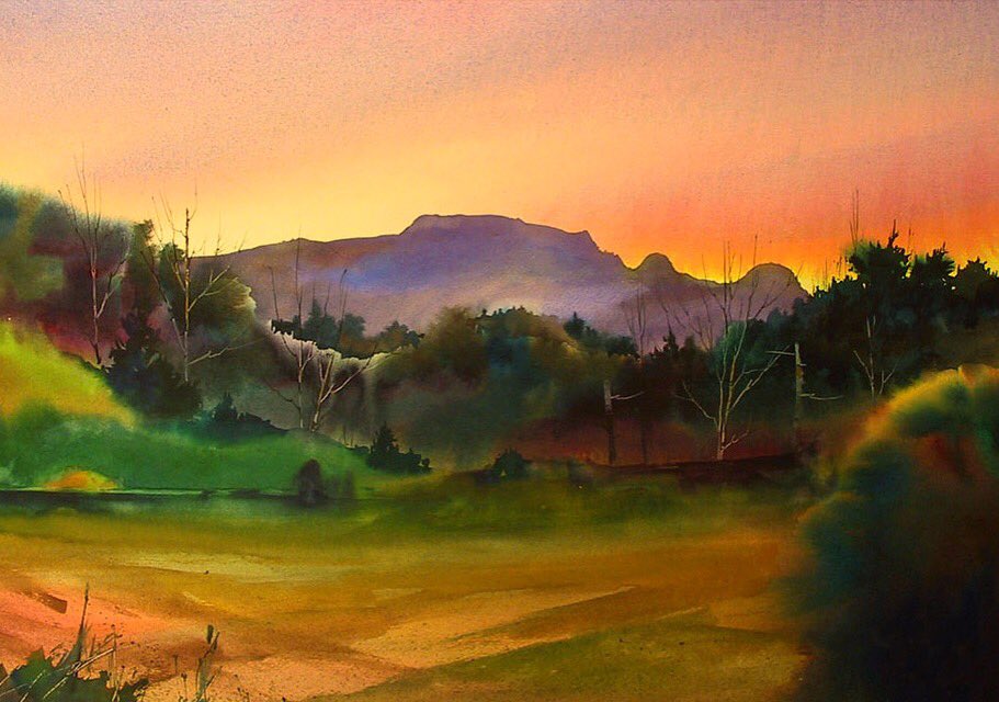 watercolorwes's tweet photo. Yes the classic #foscoe profile, but I can't stop myself..Spring Evening #grandfathermountain #weswaugh #beartrailart #nctourism #ncparks https://t.co/ABcuGkyk16