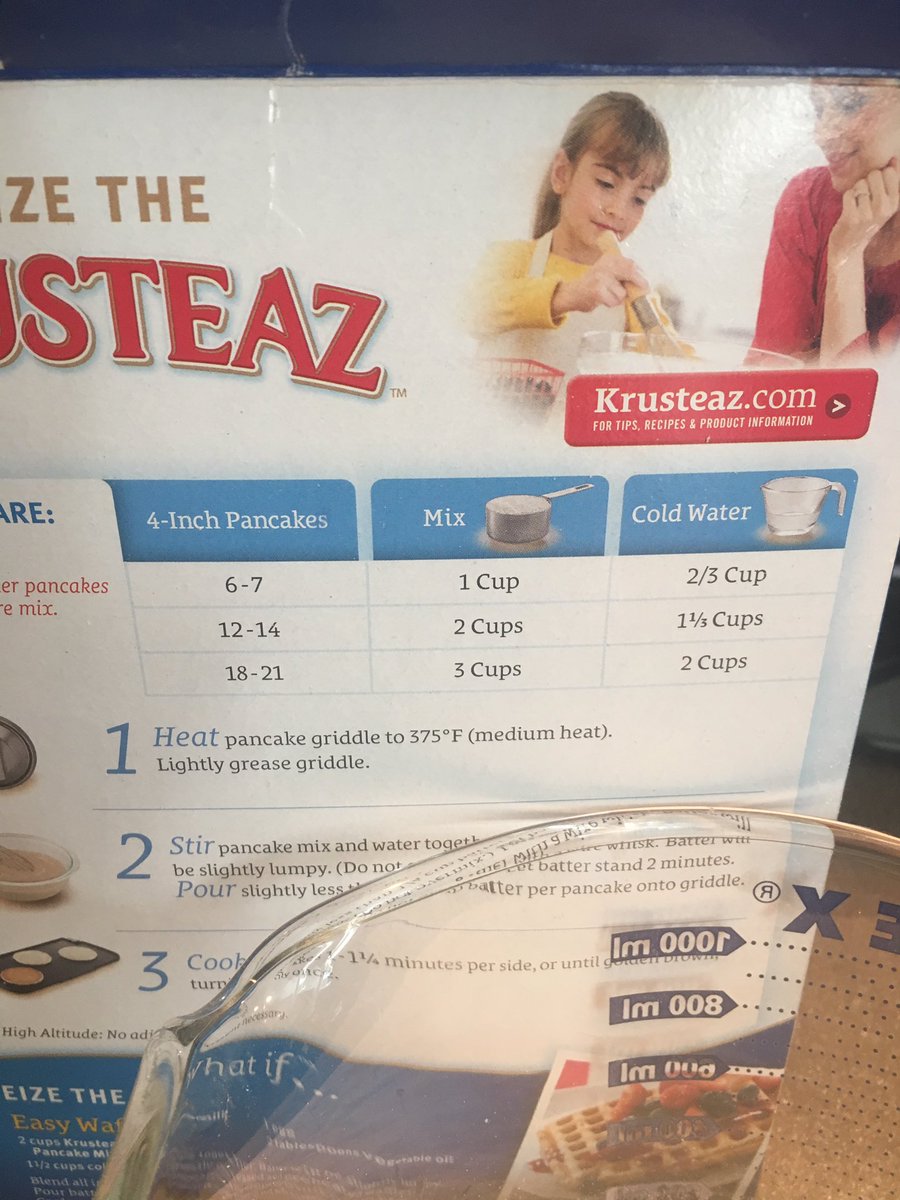 tawny_malone's tweet image. Ran out of mix at 1 3/4(ish) cups. How much water? #mathhappens #elemmath