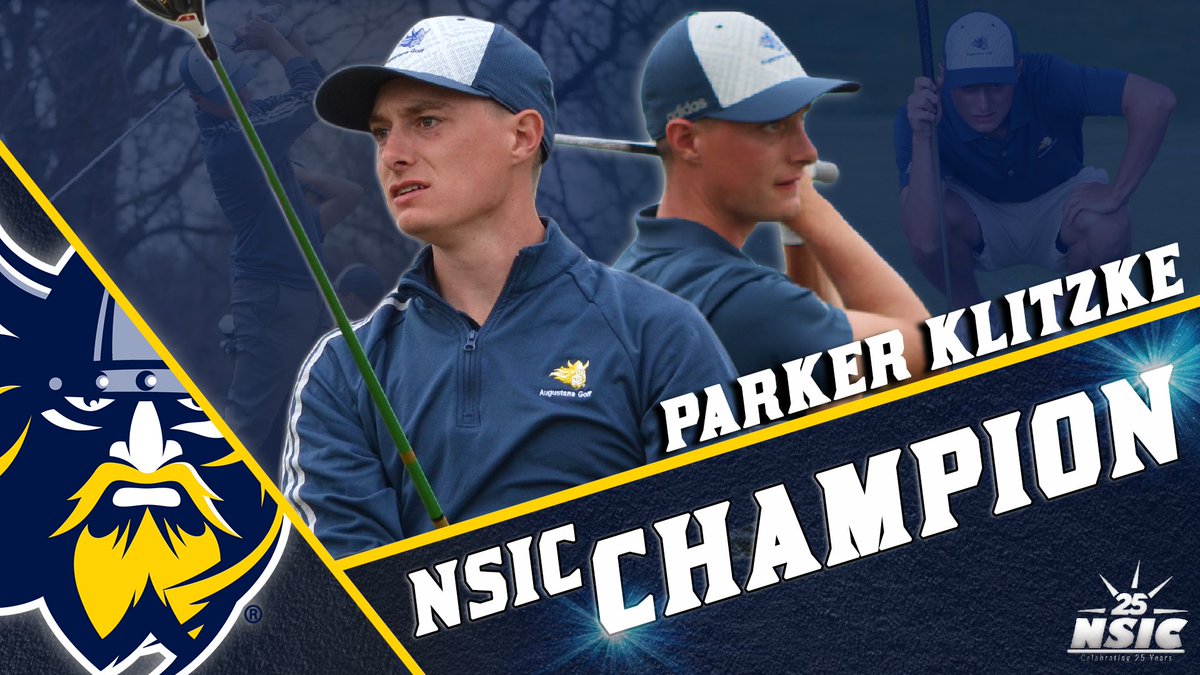 GoAugie's tweet photo. Parker Klitzke adding to the Viking history today with an NSIC Golf Championship!! Klitzke ends w/ a 3-round 2-under Par! #NSICBase #WeAreAU https://t.co/tPHpWRti9a