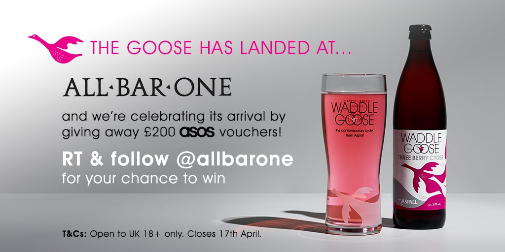 PrivilegeSchool's tweet photo. WIN £200 ASOS vouchers! Celebrate the start of festival season and the arrival of Waddlegoose Three Berry to @allbarone! https://t.co/XN70R50iCF