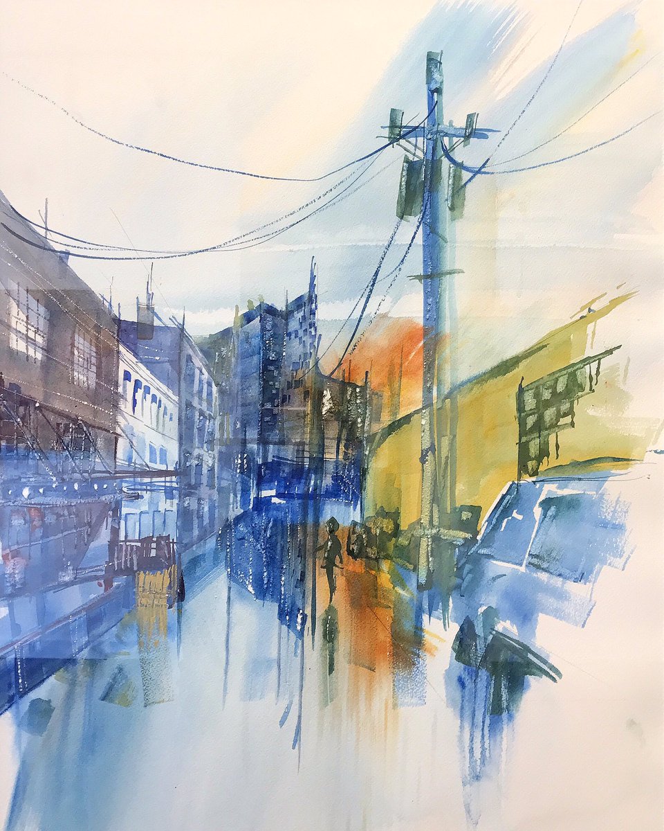"SE Industrial No. 2" 
Jeff Petersen 
#Watercolor on #Paper 
31 x 25 (framed) 
#industrial #portland #fineart #artgallery #art