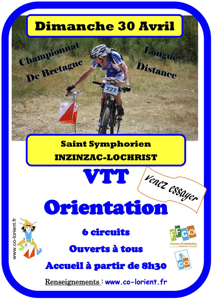 LorientCO's tweet photo. Venez essayer la VTT'Orientation à Inzinzac-Lochrist le 30 avril ! Parcours de 10 ans à élites @ZinzagLokrist https://t.co/mR2v8XR21Z