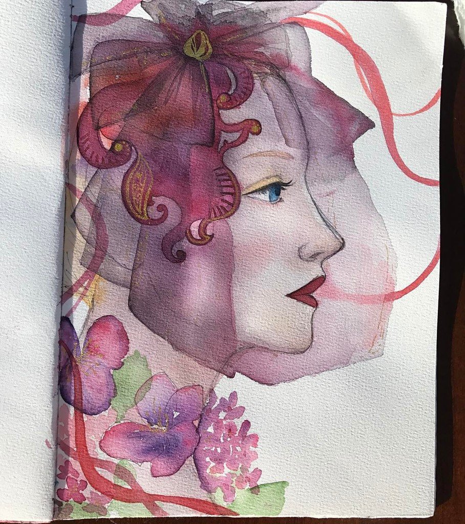 BigfishLynn's tweet photo. #watercolor #watercolour #watercolorart #watercolorpainting #sketch #sketchbook #practice #profileface #veil #flow… https://t.co/VCfBLE0BvE https://t.co/1OQ5d7zA8R