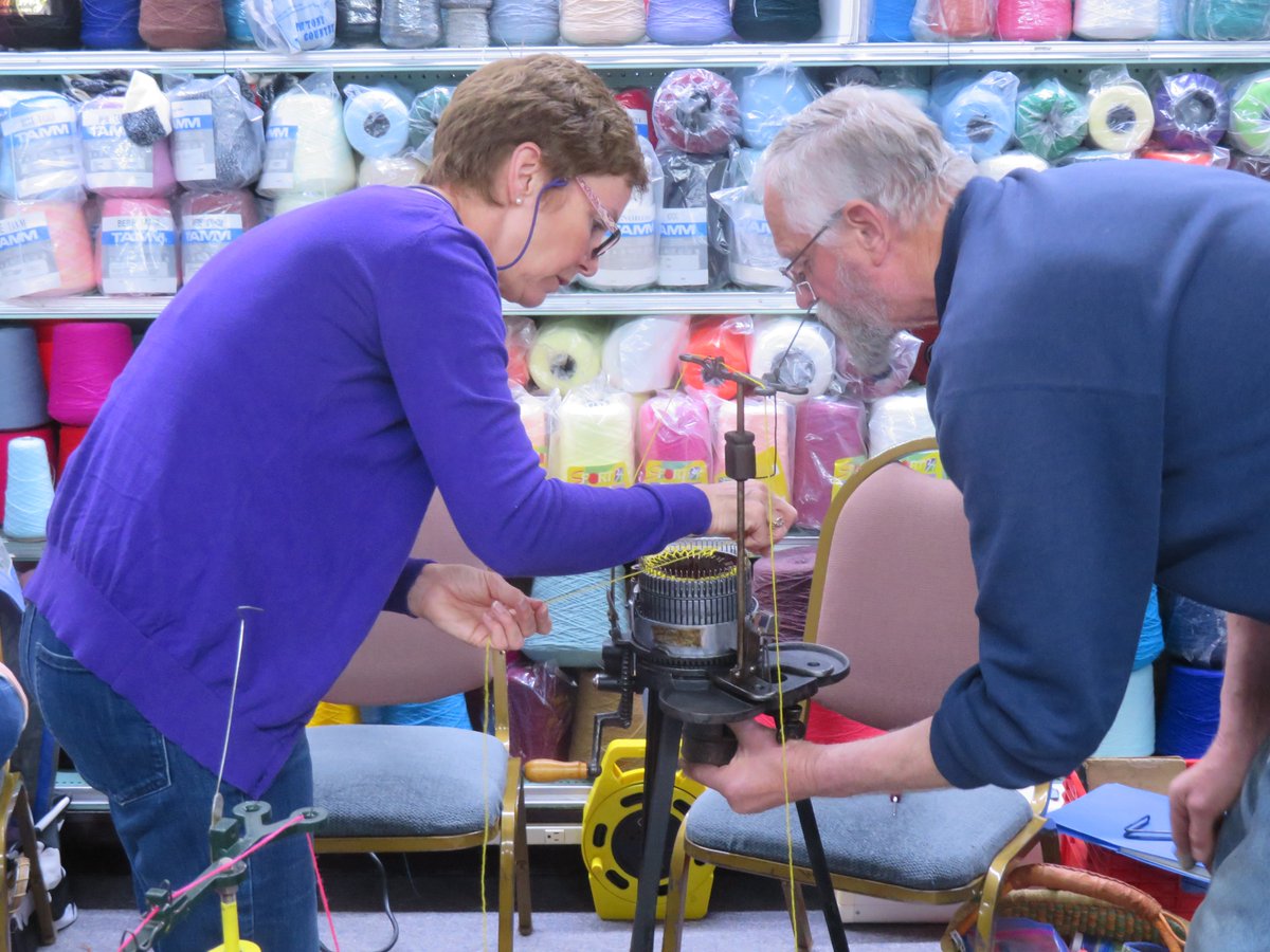 StCloudKnitShop's tweet photo. Scenes from the #CSM Gathering today
#circularsockmachine #knittingmachine #knitting #socks #erlbachergearhart #antique #sockmachine https://t.co/f5shtvTiqU