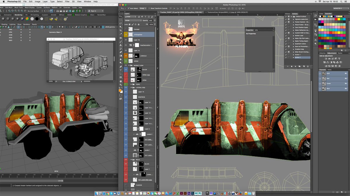 MetalFuryGame's tweet photo. For #screenshotsaturday, here's the WIP on the painting for the "Thrasher" #indiedev #indiegamedev #gameart https://t.co/vh5BLZTmQk