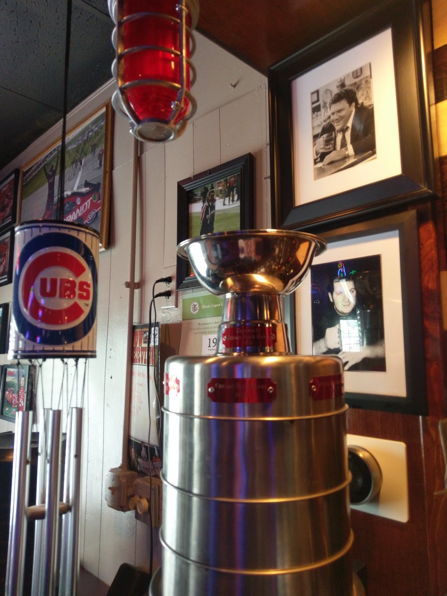 CErdle's tweet photo. Local Stanley Cup on display at Conrad's Bar Riverton, IL. @NHLBlackhawks @keeperofthecup  We're ready for a big win tonight! https://t.co/QiyJucQoy3