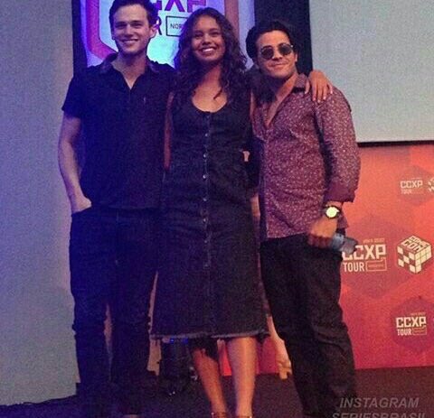 13reasonswhyNET's tweet image. Brandon (Justin) Christian (Tony) and Alisha (Jessica) in CCXP (Brazil) yesterday to meet fans and answer questions about #13ReasonsWhy