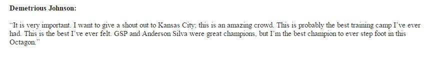 mikefridley's tweet image. #UFCKansasCity Official Post-Fight Quote: Demetrious Johnson