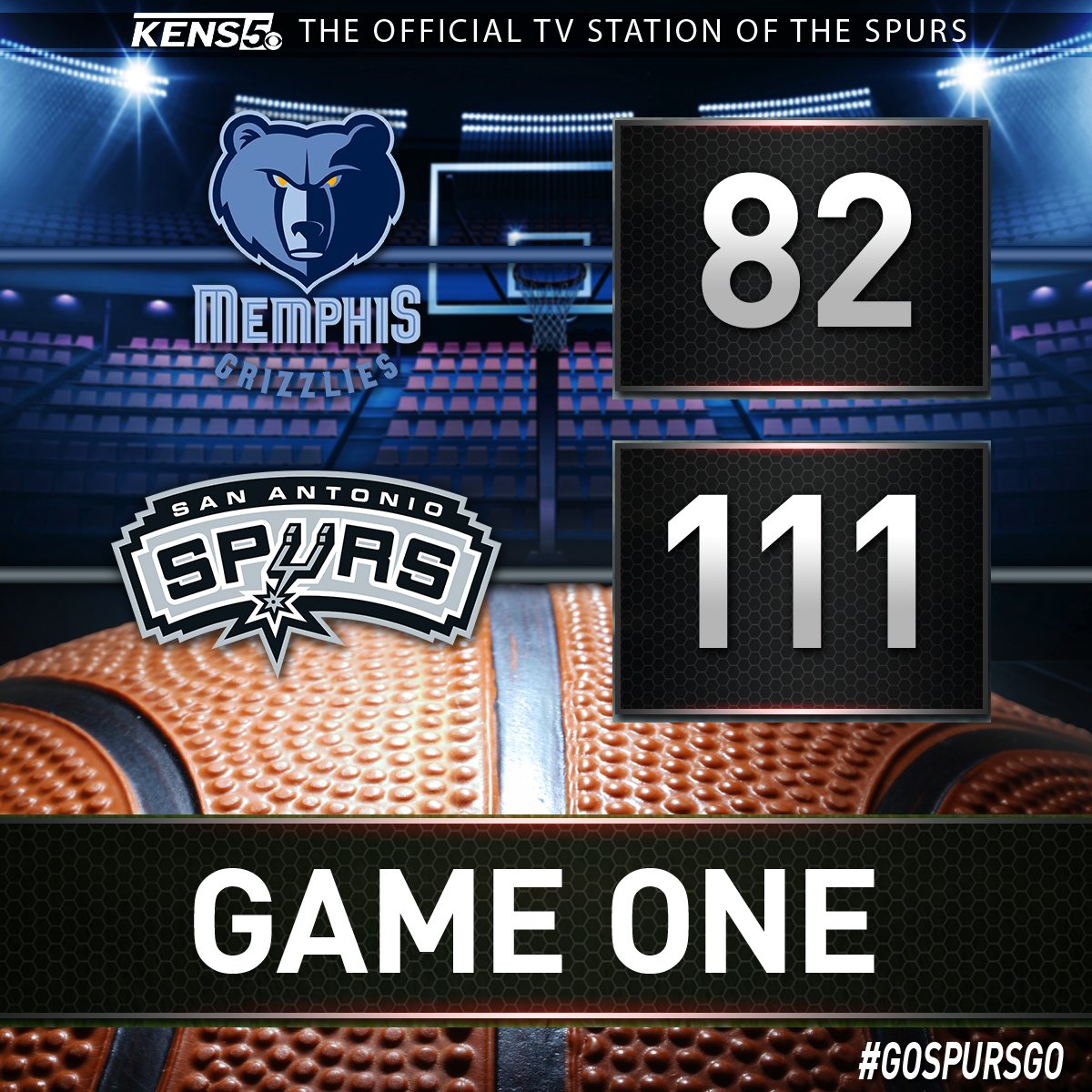 KENS5's tweet image. SPURS WIN: The Silver &amp;amp; Black went nuts in the second half to take Game 1 against the Grizzlies. Game 2 will be Monday night. #GoSpursGo