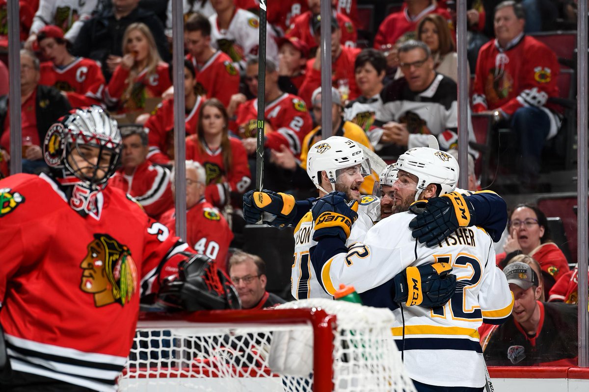 espn's tweet photo. Sweet home Chicago ... for the Preds?

Nashville wins 5-0, shuts out West No. 1 seed for the second straight game to take stunning 2-0 lead. https://t.co/s4S1WrSiKK