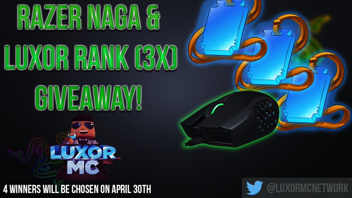 Apexay's tweet image. RAZER NAGA CHROMA + LUXOR RANKS GIVEAWAY

How to enter:
- Follow @LuxorMCNetwork &amp;amp; @Apexay
- Retweet &amp;amp; Like this tweet 

ends April 30th
