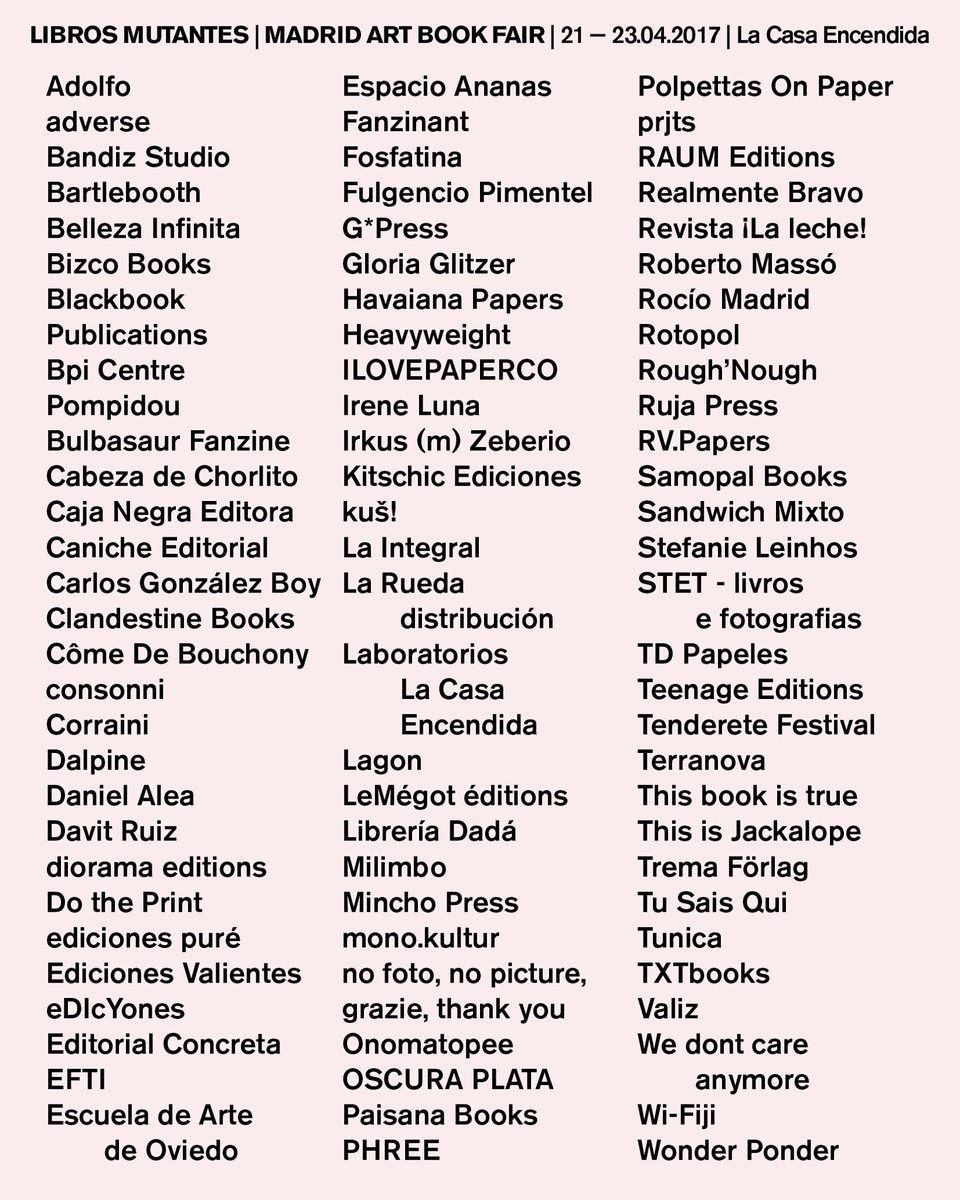 .@librosmutantes <a href="/LaCasaEncendida/">La Casa Encendida</a> Our friend #RoughNough (PT) will be there with many other exhibitors #librosmutantes