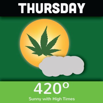 STATDetox's tweet photo. Thursday's forecast looks promising! #STATDetox #hightimes #countdown420 #PotDay #SmokeWeedDay #marijuana #smoke #detox #cannabiscommunity https://t.co/k7Ez3hFQD2