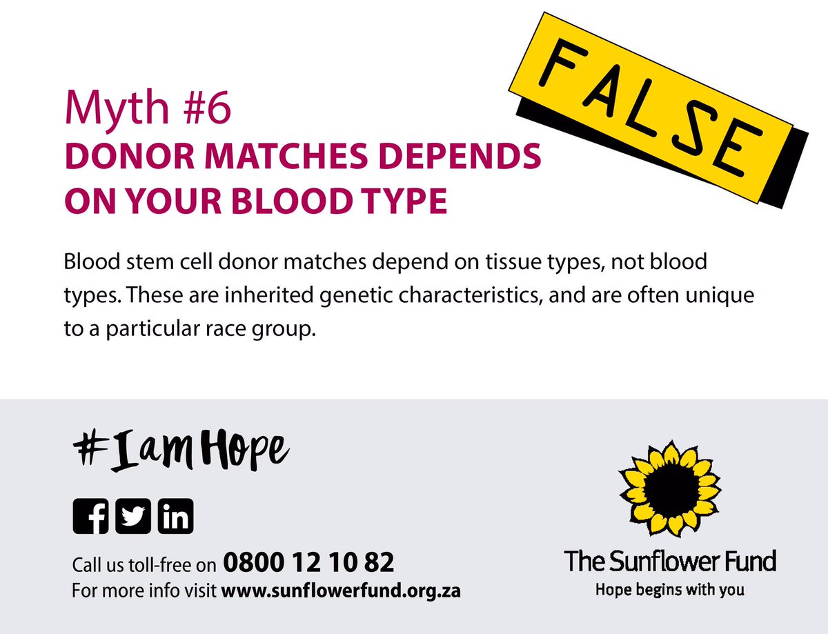 FaizalSayedTV's tweet photo. PLEASE RETWEET AND HELP SAVE A LIFE - Myth 6 of Stem Cell Donation. DONOR MATCHES DEPENDS ON YOUR BLOOD TYPE, is a myth. https://t.co/bTzkQfq8zG