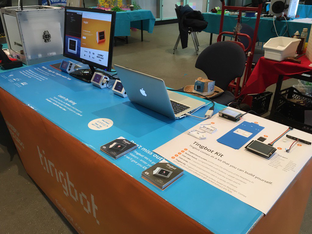 <a href="/thetingbot/">Tingbot</a> table all set. #EdSciFest here we go!