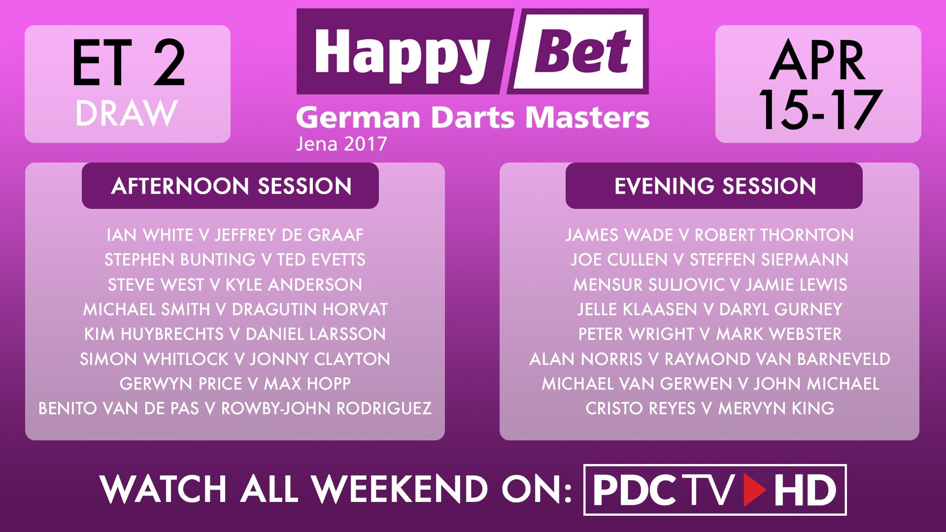 PDC Darts on Twitter "DRAW! Here is the draw for the second round of