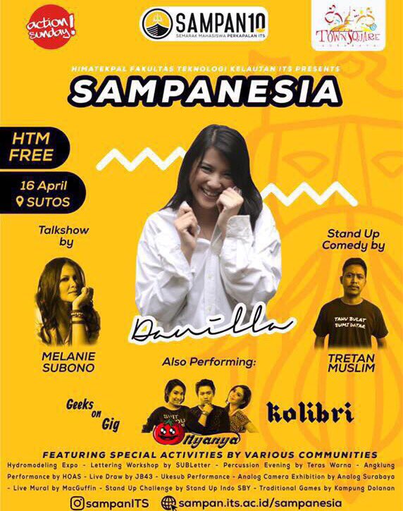 DON'T MISS IT!!!! Malam ini jam 7 ke <a href="/sutossurabaya/">Townsquare Surabaya</a> 💛ada Nyanya &amp; <a href="/danillajpr/">DANILLA</a> di acara <a href="/SAMPANITS/">Semarak Mahasiswa Perkapalan</a> 💛yuk mesraan ama gamelan 💛