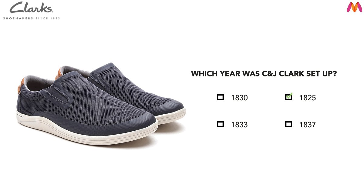 myntra's tweet photo. #ClarksBrandDay correct answer https://t.co/86WRHUDpAy