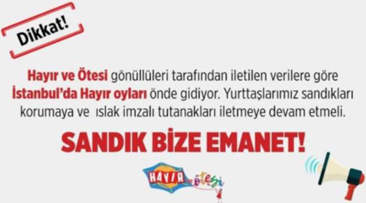 Hayır ve Ötesi'nden uyarı: İstanbul'da 'HAYIR' önde
goo.gl/vKRgVI