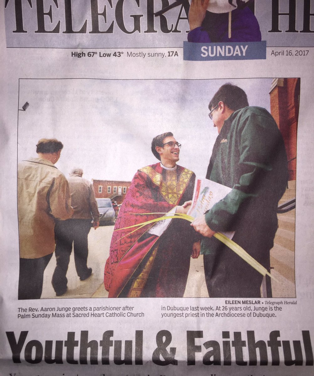 What a beautiful front page of the <a href="/TelegraphHerald/">Telegraph Herald</a> for Easter morning.  Thank you Fr Aaron Junge for your ministry! #alwaysasaint