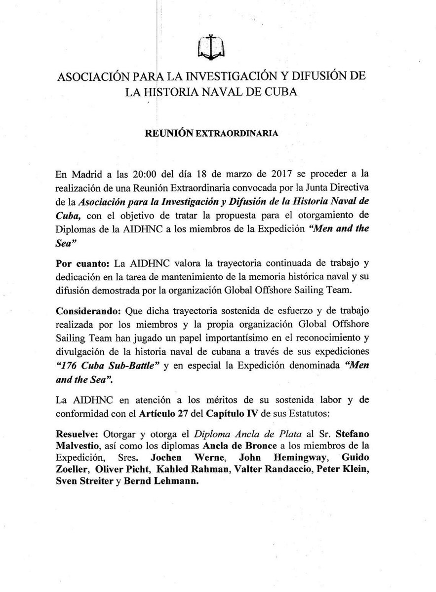 MenAndTheSea's tweet photo. Bernd Lehmann @blehmann_nl awarded by the AIDHNC with BRONZE ANCHOR AWARD for the diffusion of Cuban Naval History https://t.co/JarRLwW3Kg https://t.co/S437ewJLsM