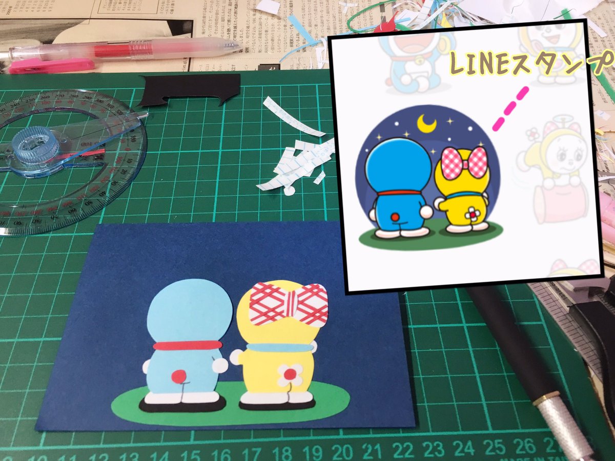 サッチ Pa Twitter Lineスタンプをもとにして手作りカード作ってみている ٩ ᐛ و ドラえもん ドラミちゃん Lineスタンプ 手作りカード メッセージカード 趣味 手作り