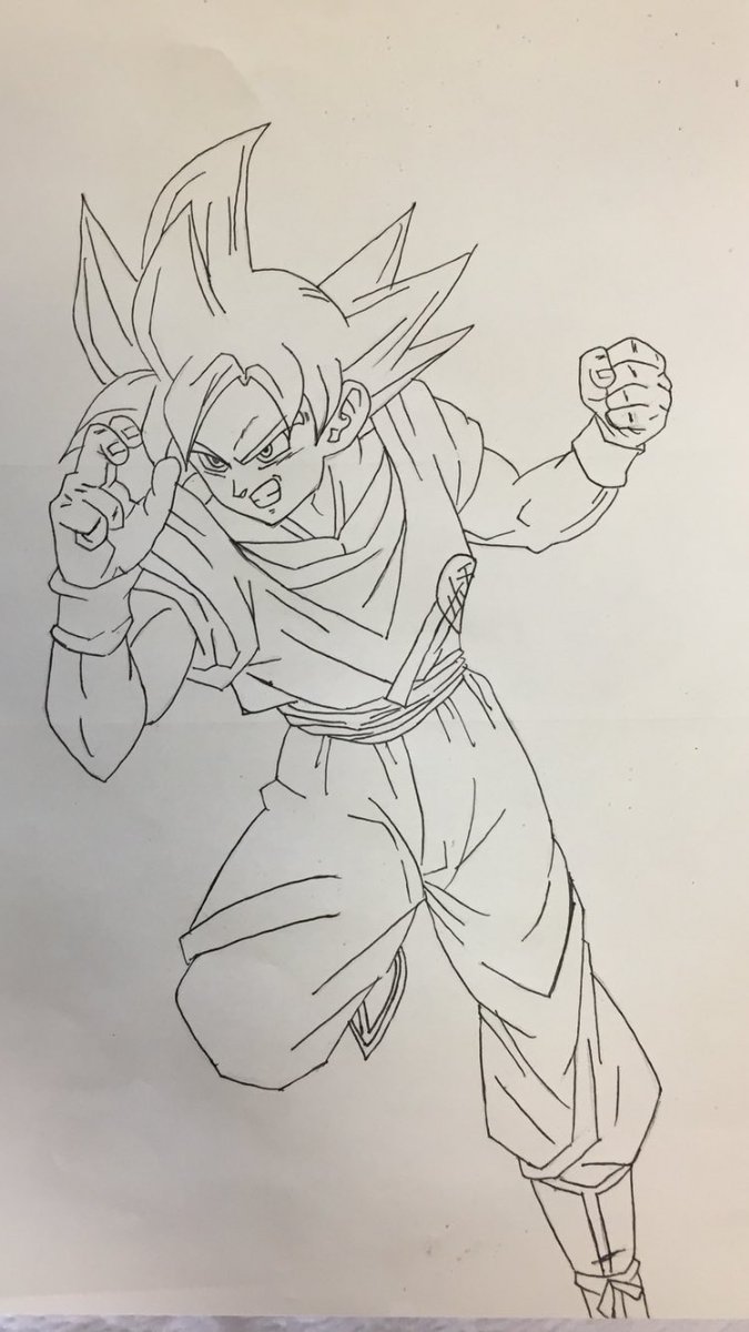 まなぶん 初めて超サイヤ人ゴッド描いた 影付けたらかっこ良さが上がった ドラゴンボール 孫悟空 超サイヤ人 ゴッド