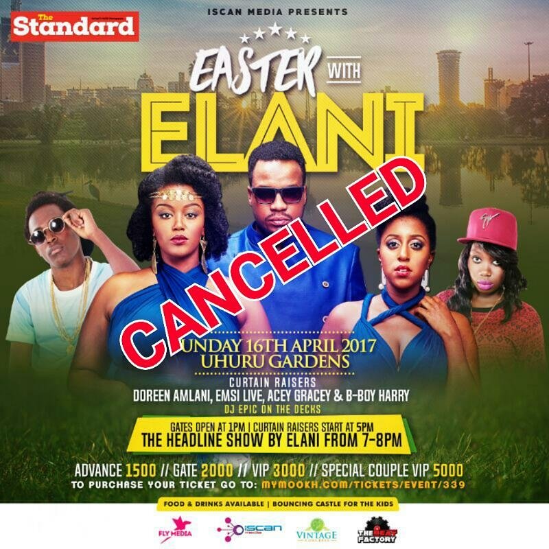 elanimuziki's tweet photo. "ISCAN Media, organisers of the event #EasterwithElani have chosen to cancel the event due to unavoidable circumstances. https://t.co/B8OvKASniP