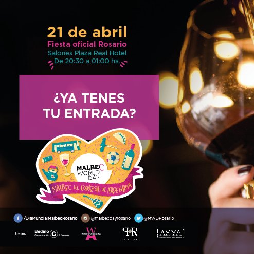 MWDRosario's tweet photo. 21/4 seguí el ritmo del Malbec con más de 100 etiquetas para disfrutar en una noche. Comprá tu #entrada en: https://t.co/E9yGW67CBi https://t.co/nUzBTrbFni