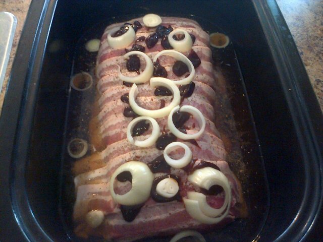 WoolyGoalie's tweet photo. Us Wooly's don't mess around, when it comes to #Easter dinner. We've got a bacon wrapped pork loin. #doublepork https://t.co/CLX0K0WExe