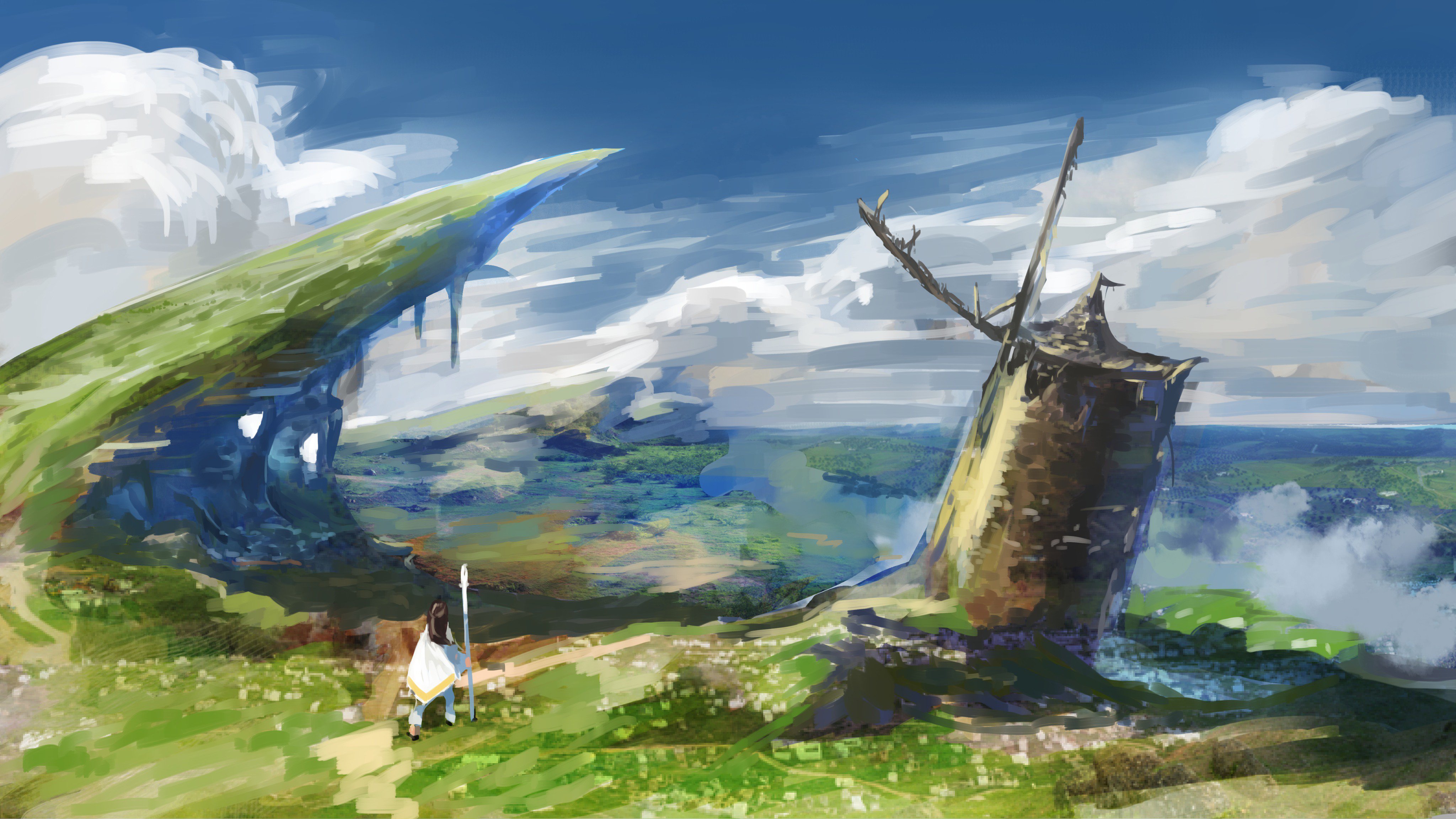 フチヌロー よー清水氏の ファンタジー背景描き方教室 のscene1模写 途中 T Co Dnm5proaqg Twitter