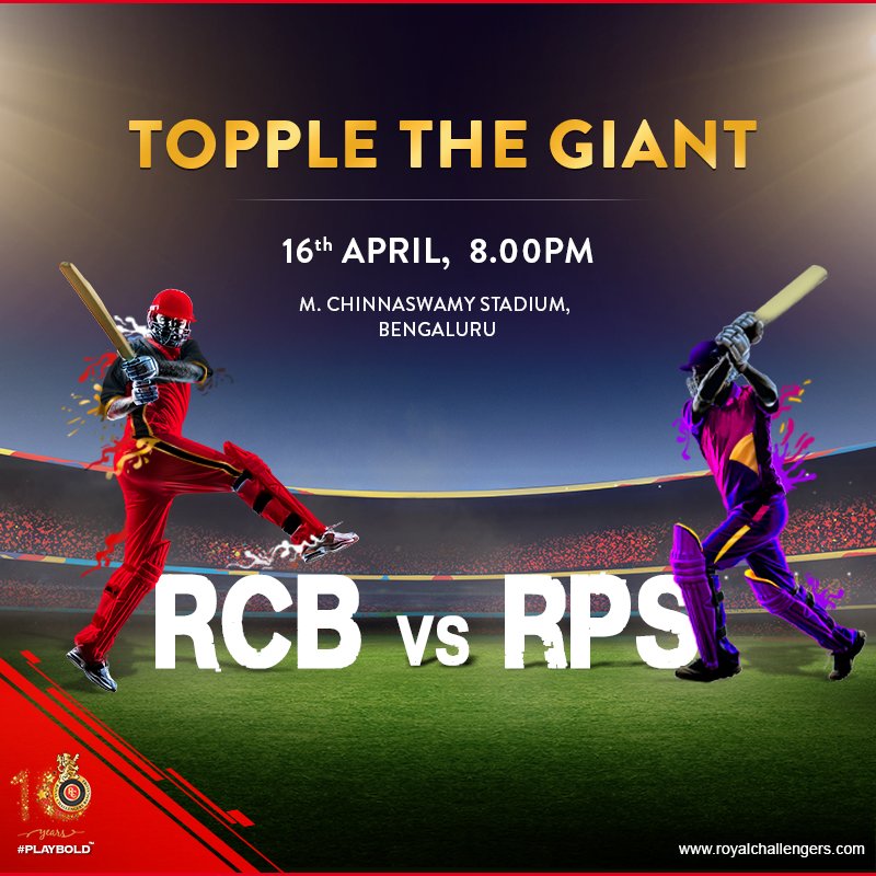 RCBTweets's tweet photo. An important match for #RCB. Get ready to back the #RoyalChallengers as #RCBvRPS is about to begin. #PlayBold https://t.co/49sWWoYlc2