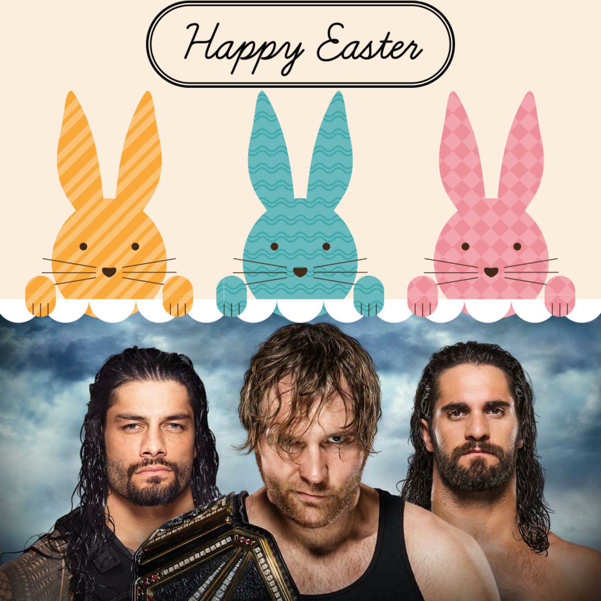 SHIELDSECTION's tweet photo. Happy Easter day to all of you guys. Hopefully y'all good👌 #BunnyShield 🐰🐰🐰😆 #RomanReigns #DeanAmbrose #SethRollins https://t.co/hH72WArg7B