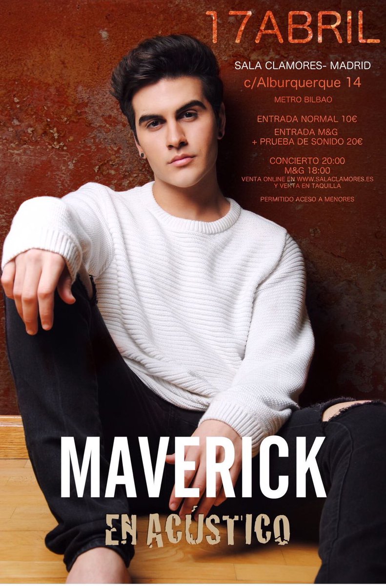 MaverickOficial's tweet photo. Mañana nos vemos familia en Sala Clamores!!! No faltéis, va a ser una noche mágica❤️🎶 https://t.co/xdyzegqnYk