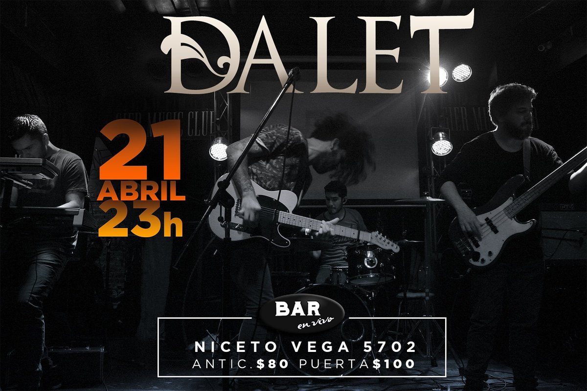 daletoficial's tweet photo. Dalet se presenta por primera vez en Bar En Vivo. Reserva tu antcipada por nuestras redes sociales #dalet #music #rock  #fusion  #rss https://t.co/Rpe95eaEJH