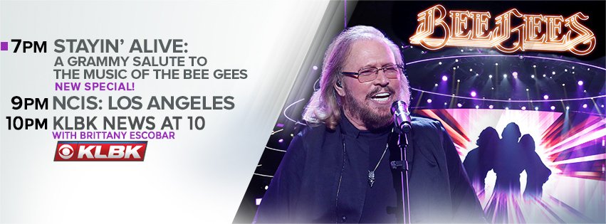 KLBKNews's tweet photo. #KLBKLineups Music all-stars celebrate #BEEGEES & perform classic songs #GRAMMYConcert 7pm on #CBS! https://t.co/QfRili3p8i + #KLBKNews 10p https://t.co/LE70vZDMmf