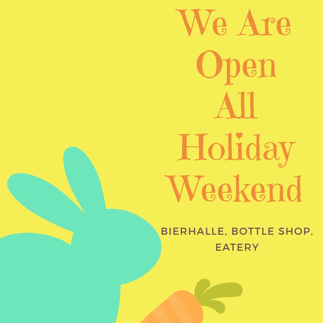 Descendantsbeer's tweet photo. Reminder. We are open today until 5:00pm. Bottle Shop and bierhalle! #openeaster #opensunday #opentoday #oncraftbeer https://t.co/0Vmp4m4wvF