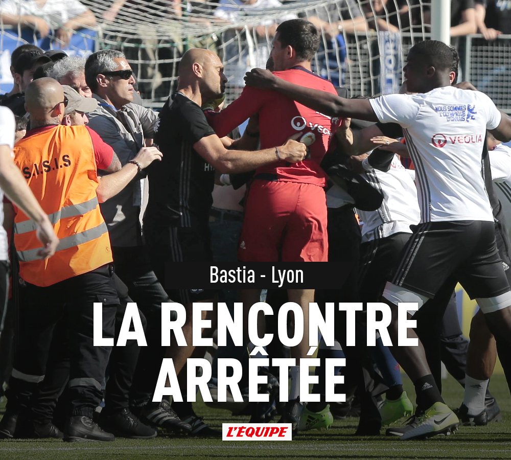Le match BastiaLyon arrêté après l'agression des joueurs de Lyon L