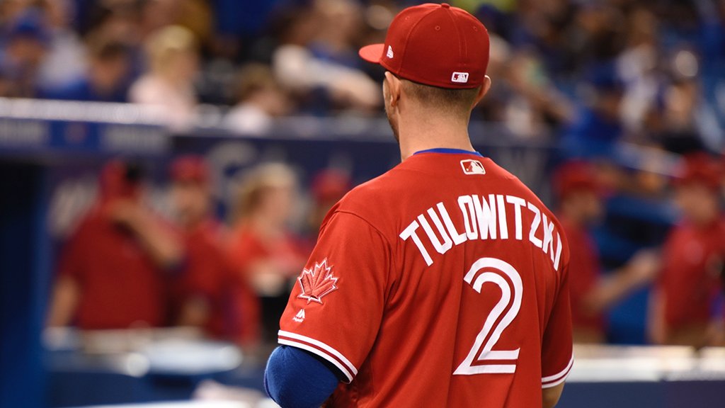 BlueJays's tweet photo. A closer look at the red jerseys we'll be wearing during every Sunday home game to celebrate #Canada150. https://t.co/MR4XwX82Sn