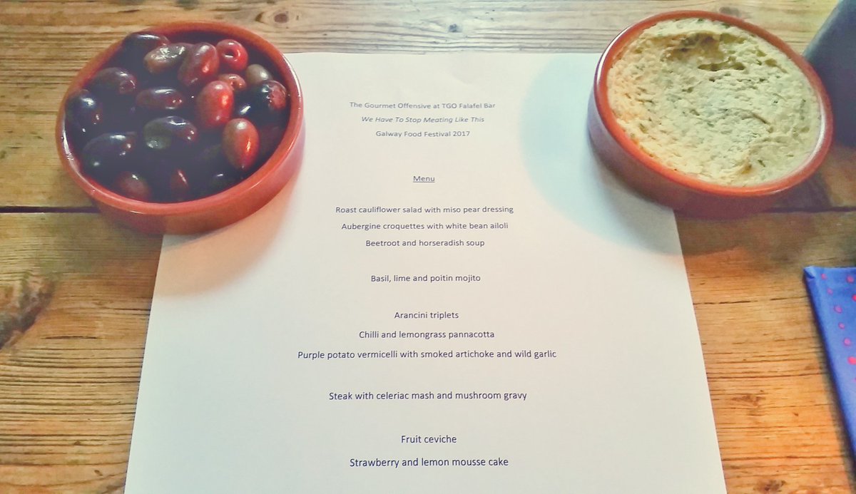 alantravers_'s tweet photo. Epic menu @TGOfalafel's "We Have To Stop MEATing Like This" event at the @Galwayfood Festival!! https://t.co/Y35mJXvcWm