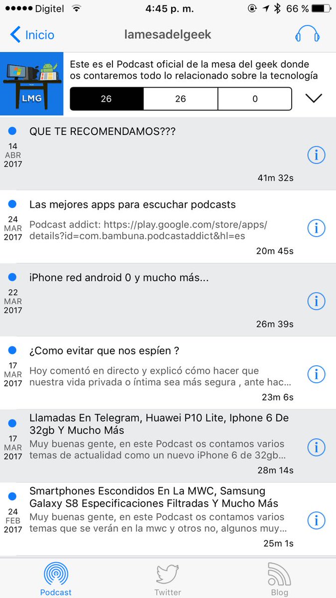 lamesadelgeek's tweet image. Ya estamos en la App @TwitBlogCast y también podrás descargar todos los episodios, solo en IOS. Y si te gusta el Podcast deja una reseña 👍😉