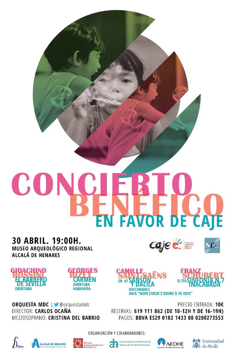 colectivocaje's tweet photo. El 30/04 tienes una cita. La @orquestaMDC y su director @carlosocanaes organizan Concierto Solidario en beneficio CAJE. . #MúsicaDeCalidad https://t.co/TiadjXqE30