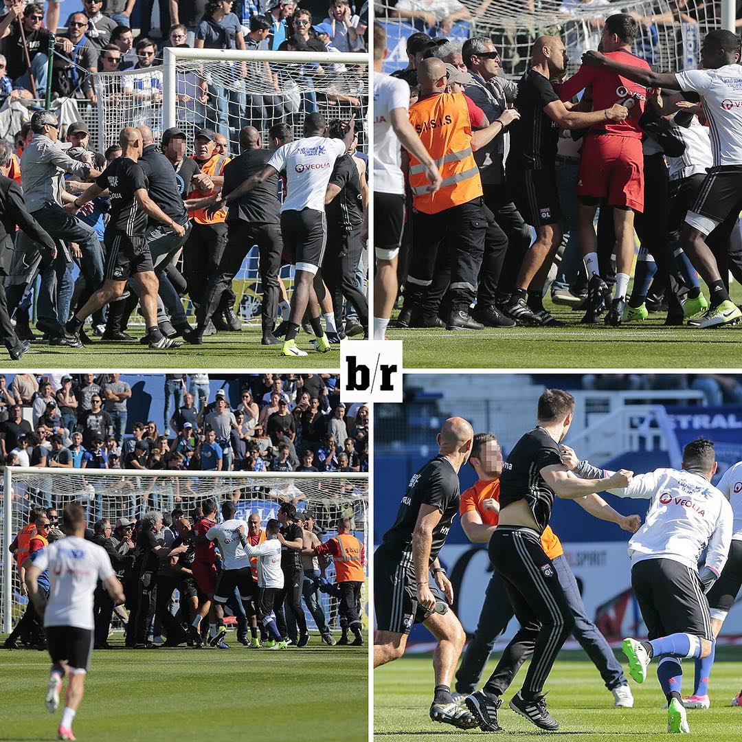 What is going on?!? SC Bastia fans attacked Lyon players during warmups and at halftime