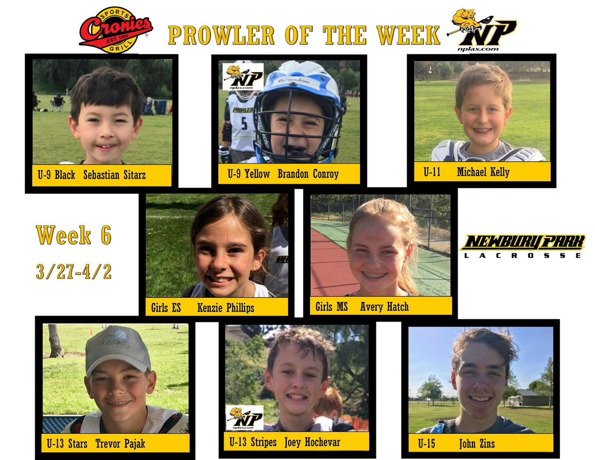 NPprowlersLAX's tweet photo. Congrats to our week 6 "Prowlers of the Week" sponsored by Cronies!
#nplax #newburyparkprowlers #laxlife https://t.co/Ec3mTvbPfU