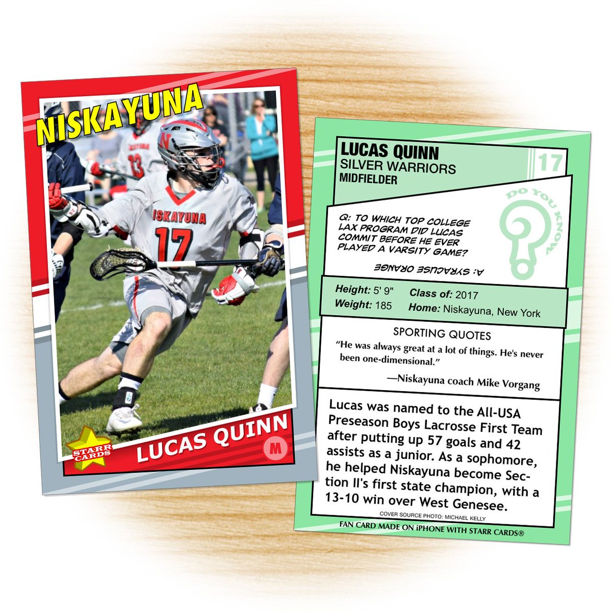 StarrCards's tweet image. #Fancard of #Syracuse 🍊 #lacrosse commit Lucas Quinn of debuts in Top Ten starrcards.com/top-ten-fan-ca… #CuseLax @CuseMLAX