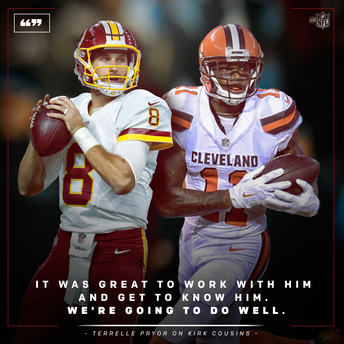 NFL's tweet image. How will @KirkCousins8 ➡️ @TerrellePryor work out?