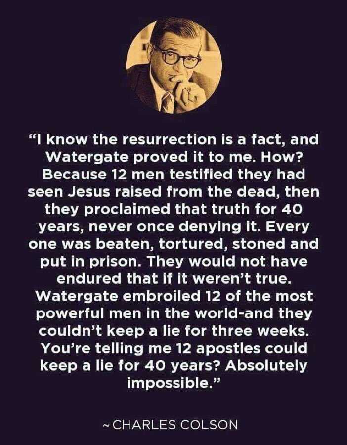 ColsonCenter's tweet image. "I know the resurrection is a fact and Watergate proved it to me. How?" — #ChuckColson