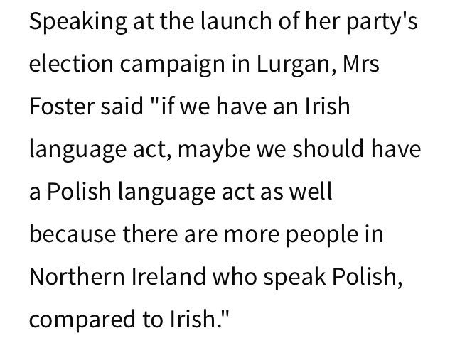 RatsDrug's tweet photo. Yea but Irish is native to Ireland, Polish is native to Poland. #irishlanguageact #arlenefoster https://t.co/mOhRCTYFih
